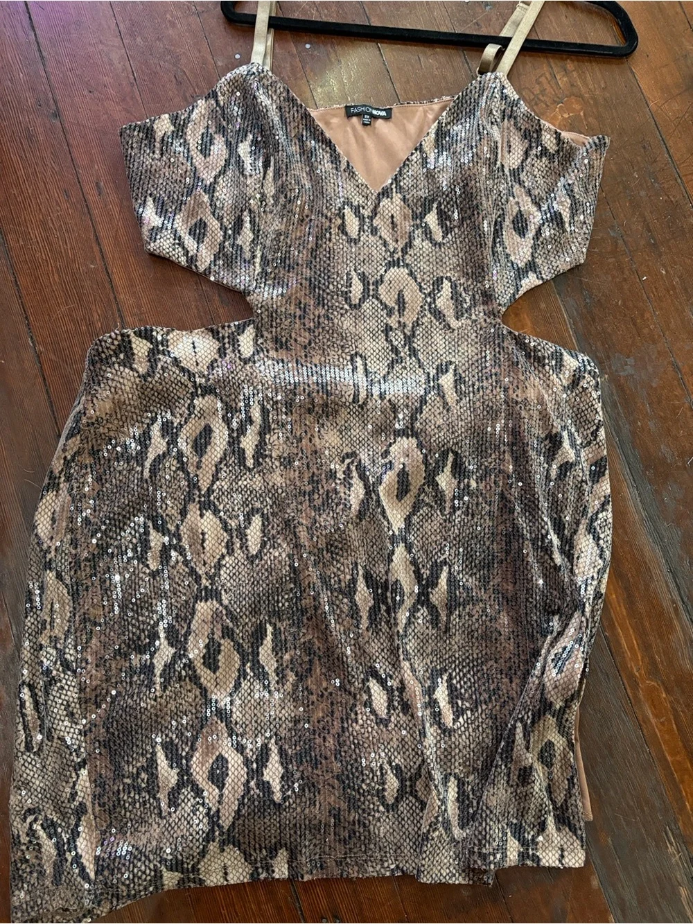 Fashion nova snake skin sequined mini